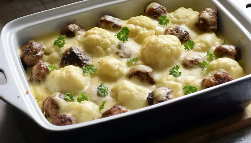 Prosta zapiekanka z kalafiorem i ziemniakami i serem, którą pokochasz